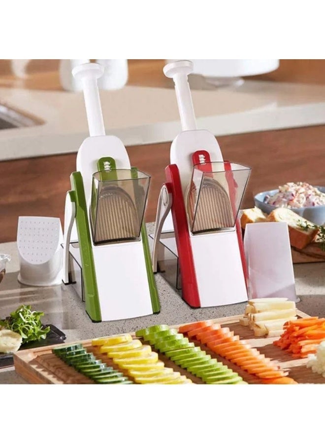 قطاعة ماندولين ٥×١، آمنة للتقطيع، متعددة الوظائف وقابلة للتعديل لتقطيع الخضراوات في المطبخ، آلة لتقطيع البطاطس والبصل والجزر والخيار والفواكه الصغيرة للطبخ - Image 2